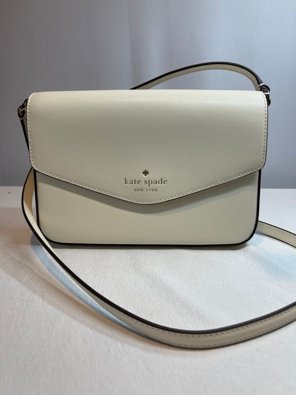 Kate Spade Sadie Envelope Crossbody Ivory Saffiano Leather Bag